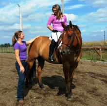 Horseback riding lesson in English riding style